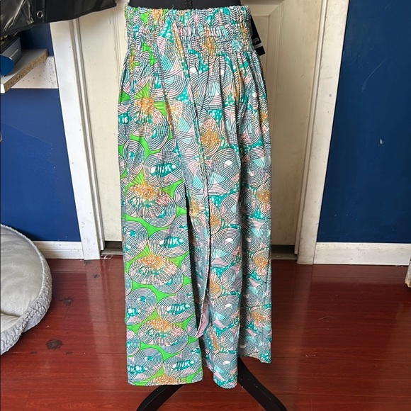 Blue and Yellow Maxi A-Line Pleated Skirt - Picture 5 of 5